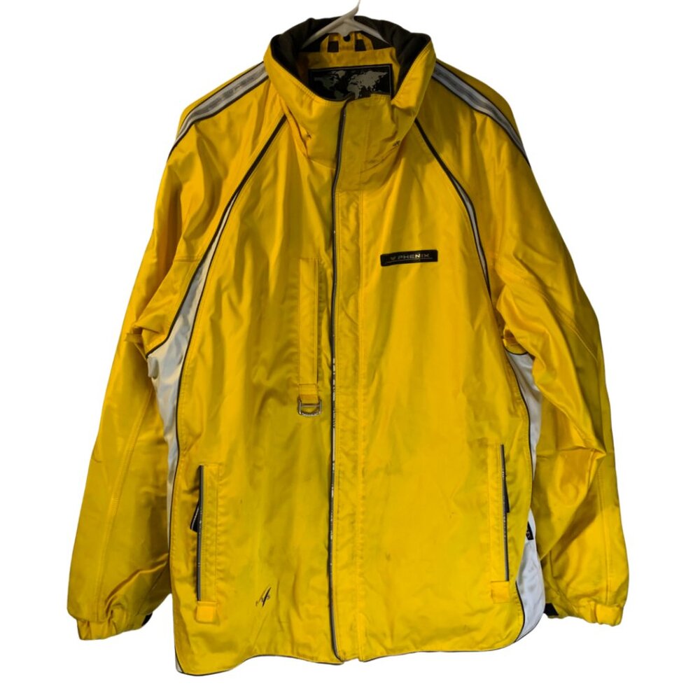 Vintage Men's Phenix Snowboarding Jacket Size L Yellow Full Zip Adj Cuffs Skiing